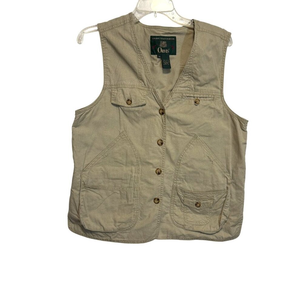 Vintage Orvis Women’s Quilted Button-Up Fishing Sports Vest Khaki‎ Tan Size M